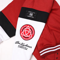 W.Essentiéls x Alter ego Obelisk Collegiate Varsity jacket Foxblood/Sand