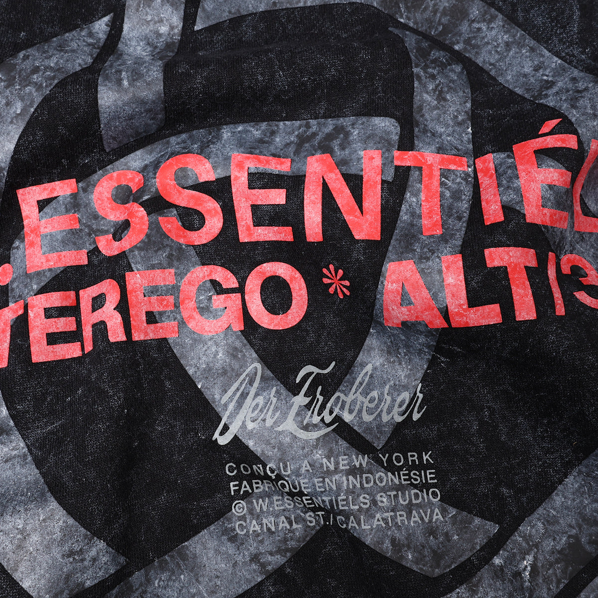 W.Essentiéls x Alter ego Runes Oversize Hoodie Acid Wash Noir Black