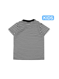 W.Essentiels Kids Boxy Cut Tee Logo Stripe Black/White