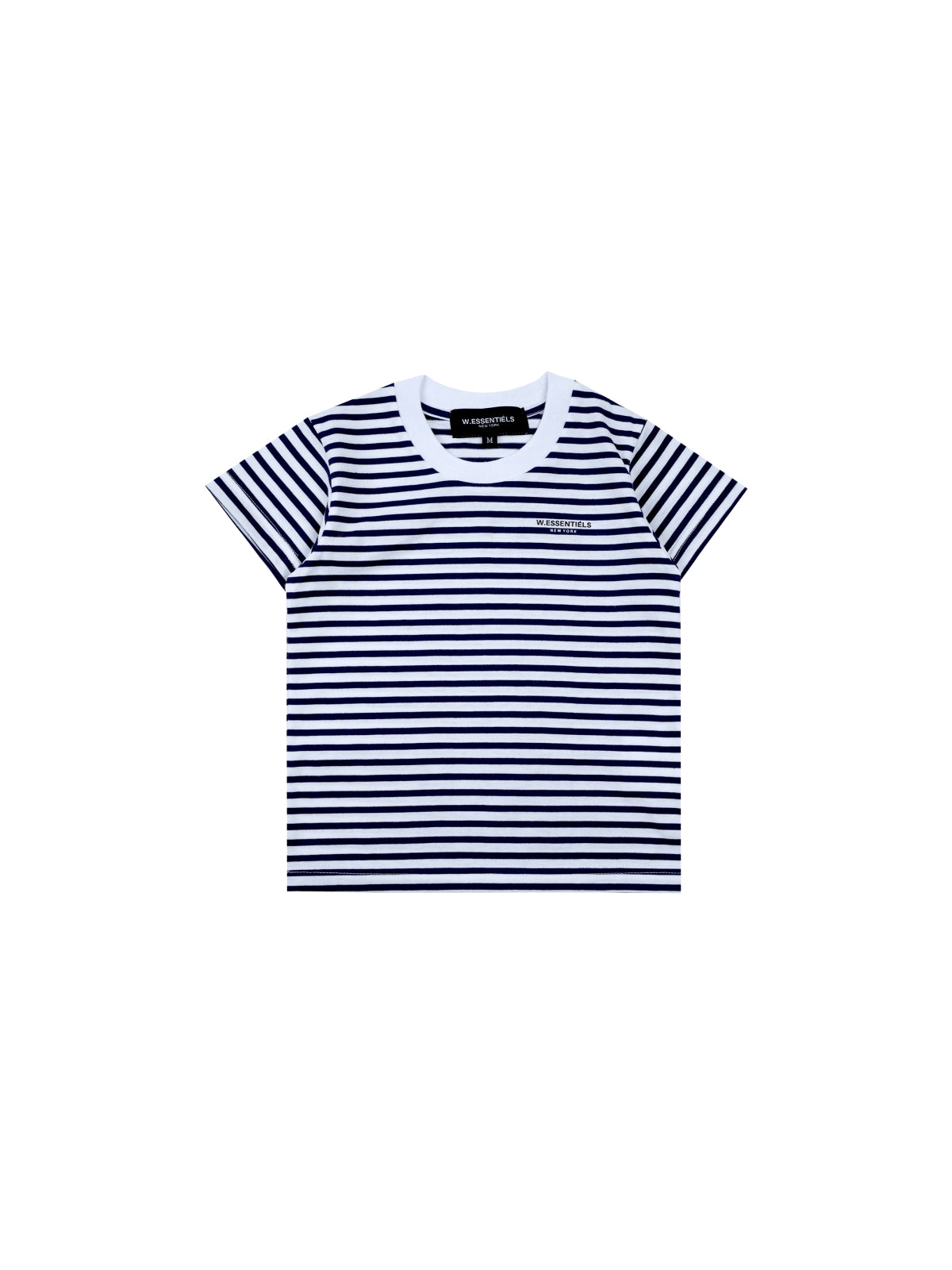 W.Essentiels Kids Boxy Cut Tee Logo Stripe Navy/White