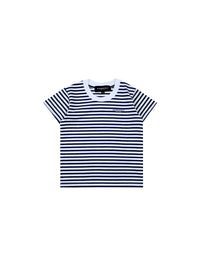 W.Essentiels Kids Boxy Cut Tee Logo Stripe Navy/White