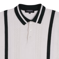 W.Essentiels Kaymer Stack Stripe Knitted Polo Shirt Cream/Green