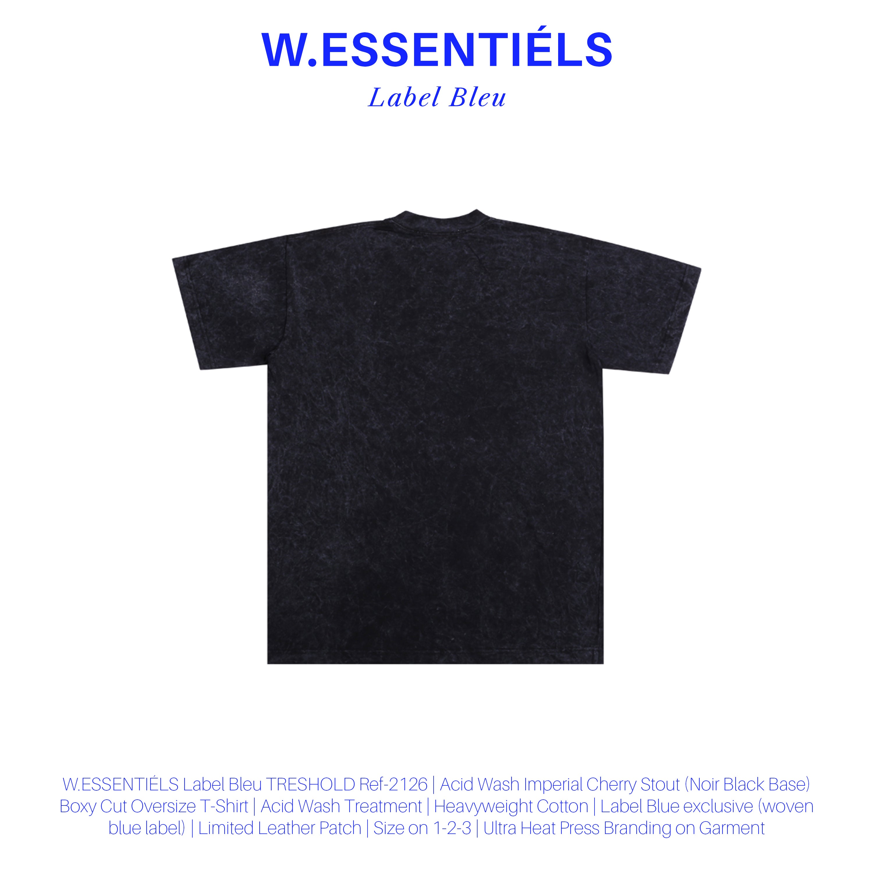 W.Essentiels Label Bleu Treshold Ref-2126 Boxy Cut T-shirt Acid Wash Imperial Cherry Stout (Black)