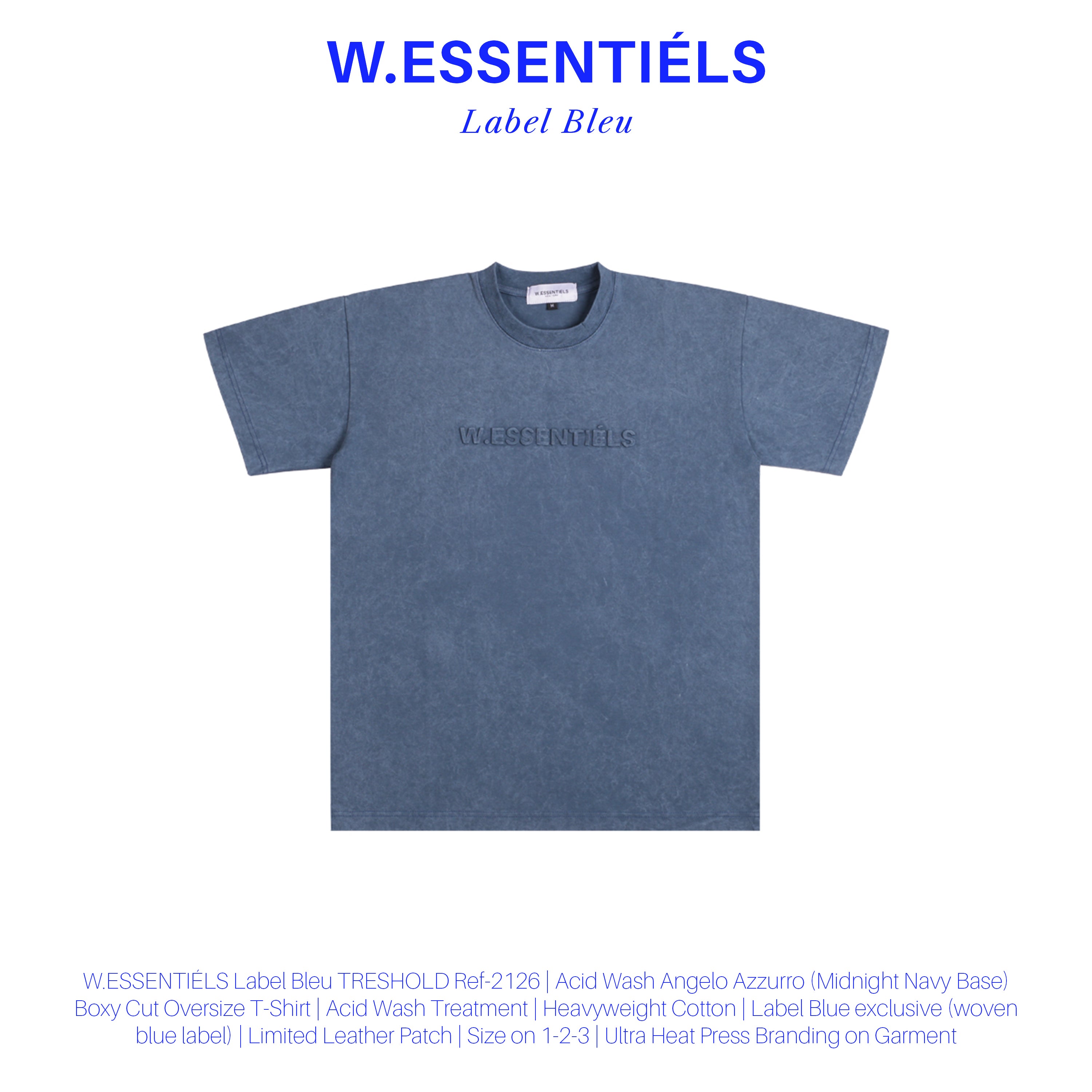 W.Essentiels Label Bleu Treshold Ref-2126 Boxy Cut T-shirt Acid Wash Angelo Azzurro (Tosca)