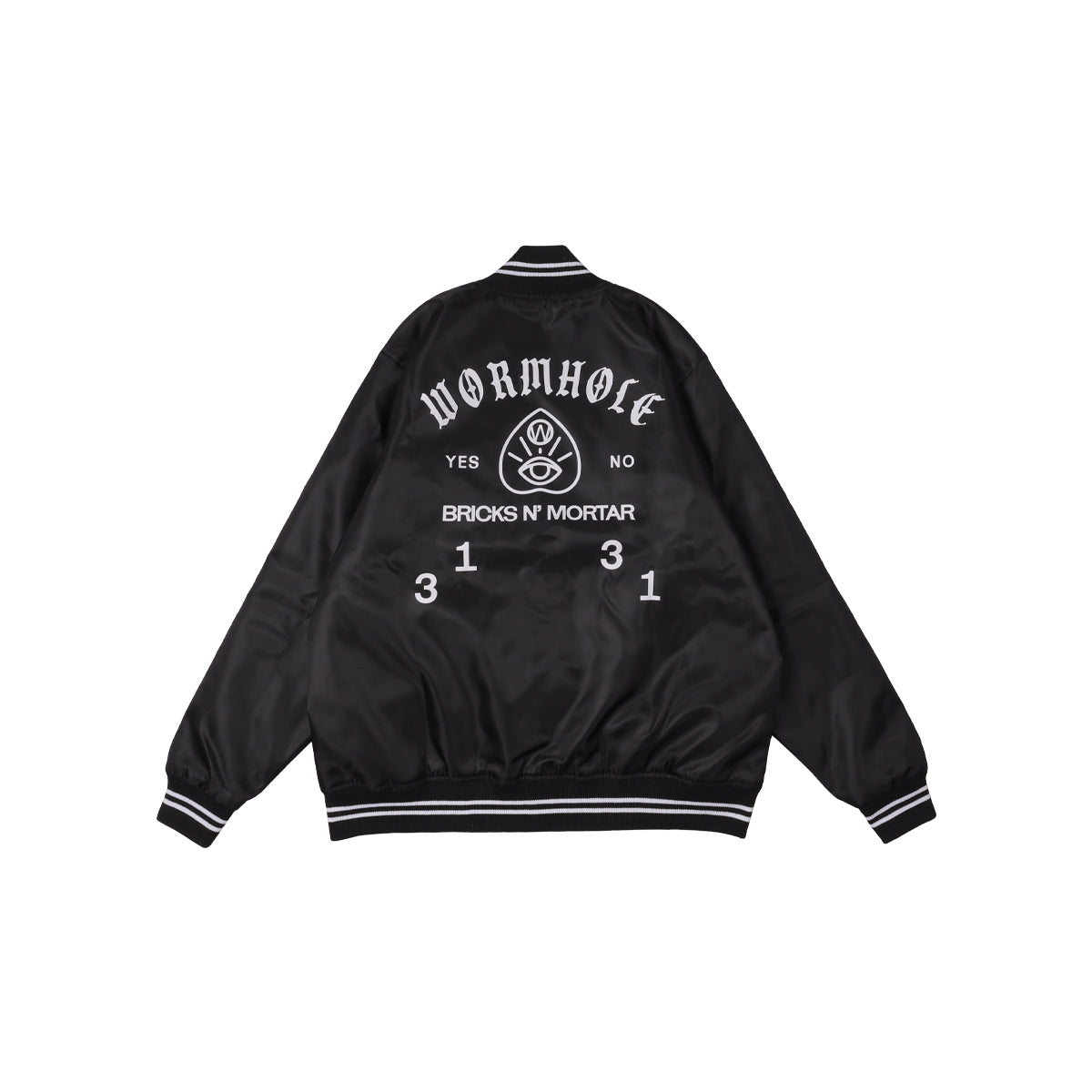 Wormhole Snap Off Satin Classic Varsity Jacket