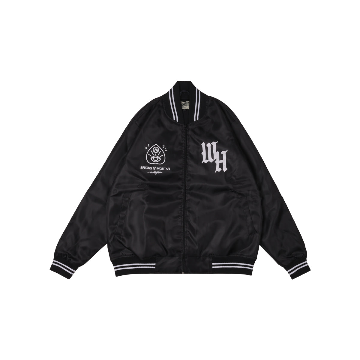 Wormhole Snap Off Satin Classic Varsity Jacket