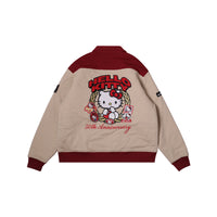 Hellokitty & W.Essentiels Kitty Fifty Collegiate Varsity Jacket Red/Sand