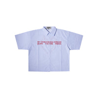 Wormhole Merch Belgrade Pinstripe Blue/White Shirt S/S