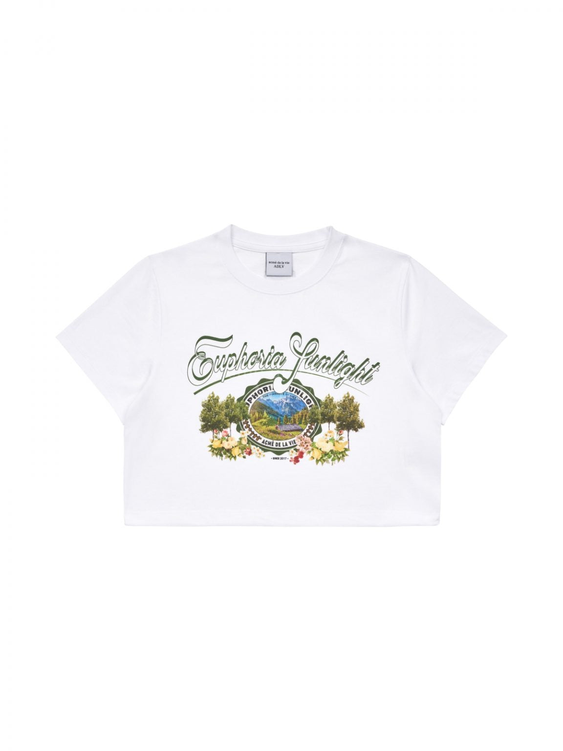 ADLV Greenery Artwork Crop Top S/S Tee White