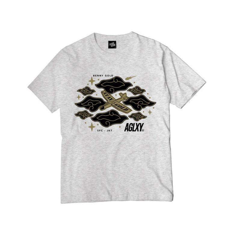 AGLXY X BG Glide Through The Clouds T-Shirt Heather White