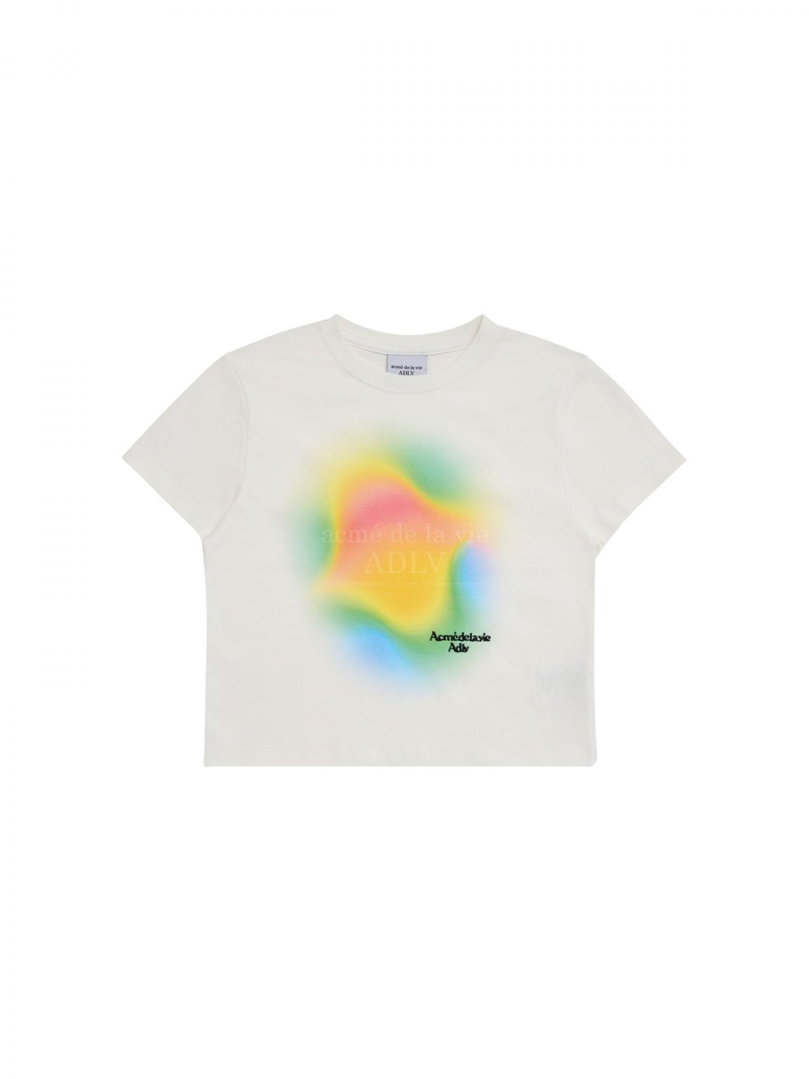 ADLV Rainbow Gradation Artwork Crop Top Short Sleeve T-Shirt Cream