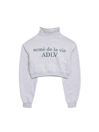 ADLV A Logo Emblem Patch Crop Top Pullover Sweat Shirt Melange