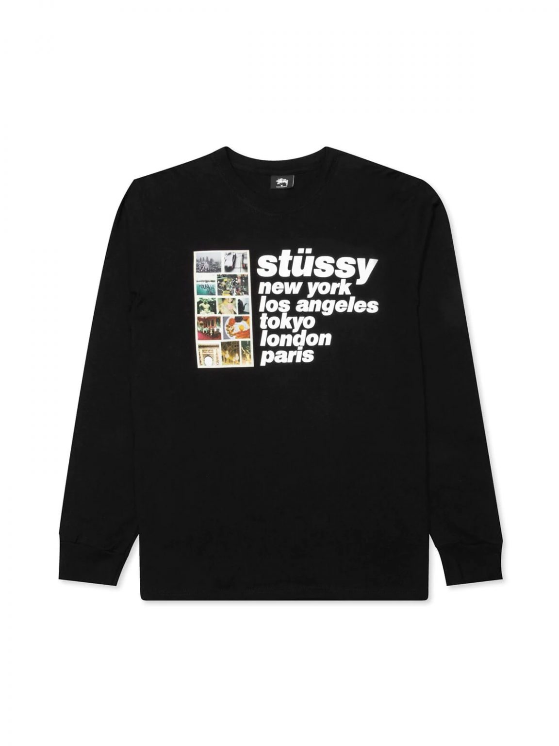 Stussy Italic Collage LS Tee Black