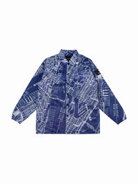 W.Essentiels Cambria Heights Full Print Windbreaker Jacket Map Royal