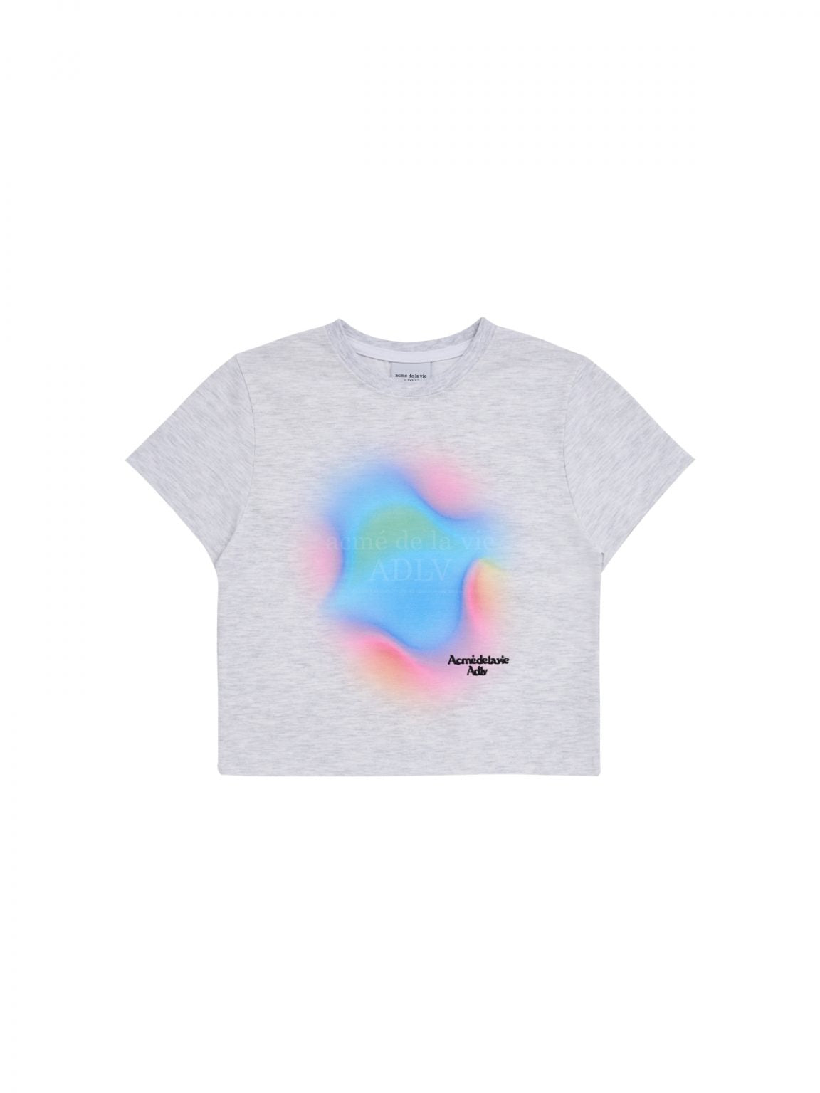 ADLV Rainbow Gradation Artwork Crop Top Short Sleeve T-Shirt Melange