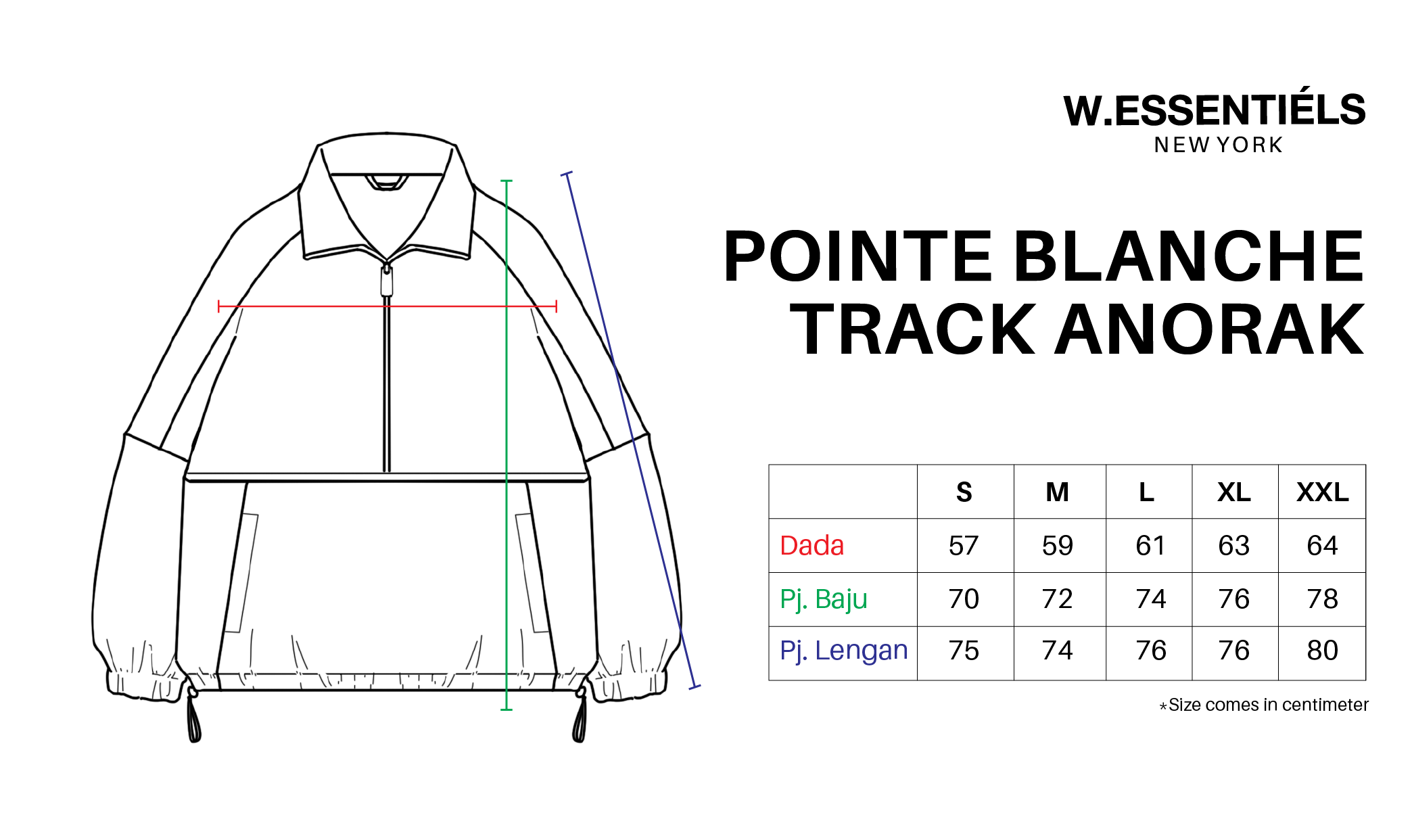 W.Essentiels Pointe Blanche Track Anorak White/Moss/Black