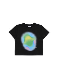 ADLV Rainbow Gradation Artwork Crop Top Short Sleeve T-Shirt Black