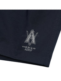 ADLV A Logo Pin Tuck Casual Short Pants Navy