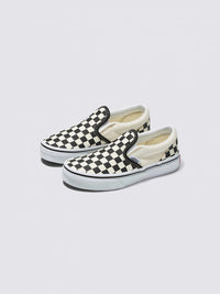 Vans Kids UY Classic Slip On (Checkerboard) Black/White