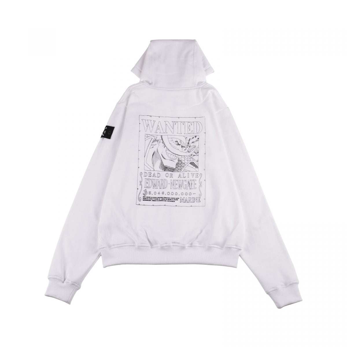 W.Essentiels X One Piece Whitebeard Wanted Poster Oversize Zip Hoodie Blanc White