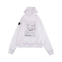 W.Essentiels X One Piece Whitebeard Wanted Poster Oversize Zip Hoodie Blanc White