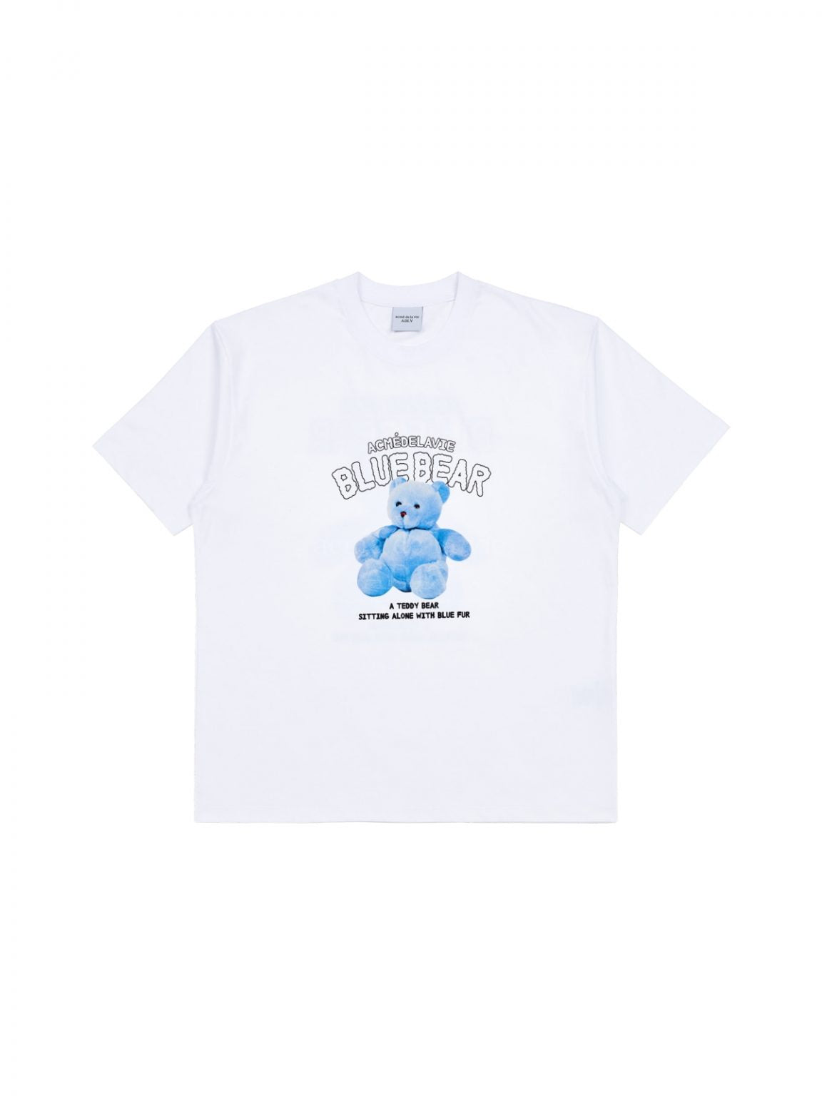 ADLV Blue Teddy Bear Short Sleeve T-Shirt White