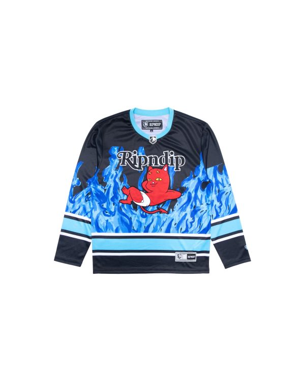 RIPNDIP Devil Baby Black & Blue Hockey Jersey